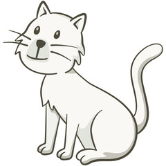 Happy cat sitting on the floor. Cute illustration of a cat sitting on the floor. Vector illustration on white background.