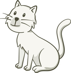 Obraz premium Happy cat sitting on the floor. Cute illustration of a cat sitting on the floor. Vector illustration on white background.