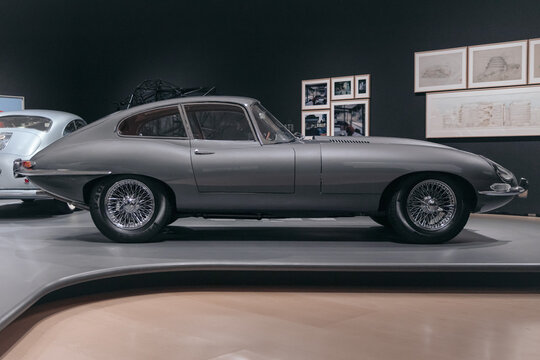 BILBAO, SPAIN-SEPTEMBER 10, 2022: 1963 Jaguar E-Type (XK-E) coupe (Series 1), side view