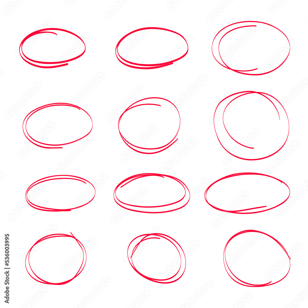 Fototapete sketch highlight ovals line. marker sketch doodle hand drawn highlight scrawl circles. highlighting 