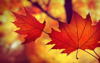 Obraz premium Autumn maple leavesImage on a white and colored background