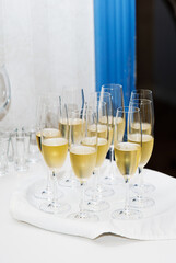 Champagne glasses at the banquet.