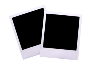 Two polaroid style instant camera print frame isolated transparent background photo PNG file