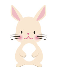 可愛い白のウサギのイラスト。干支の動物、うさぎ年、卯年、年賀状用素材