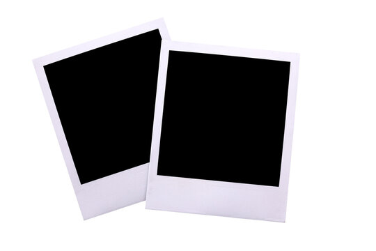 Two polaroid style instant camera print frame isolated transparent background photo PNG file