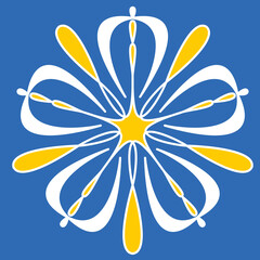 Fototapeta na wymiar Floral motif ceramic tiles in portuguese spanish style, blue yellow color, vector illustration