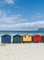 Colourful houses on the beach of Muizenberg, Cape Town, South Africa