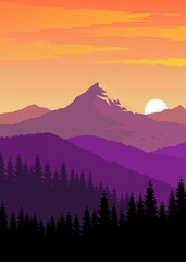 Fototapeta premium sunset in mountains