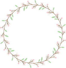 minimal flower bud heart and circle wreath