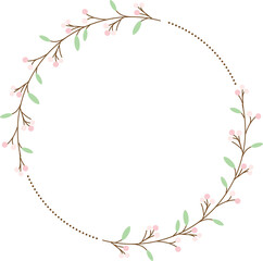 minimal flower bud heart and circle wreath