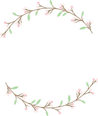 Fototapeta premium minimal flower bud heart and circle wreath