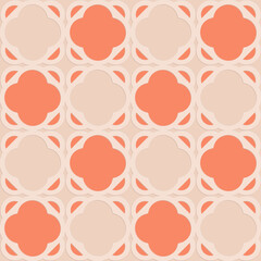 Carved orange embossed seamless pattern in Arabic style, vector illustration, elegant ornate oriental pattern