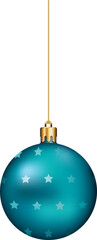 Christmas ball ornaments hanging on gold thread