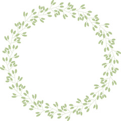 green leaves circle wreath frame flat style