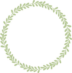 green leaves circle wreath frame flat style