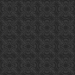 Arabic style seamless pattern, arabesque ornate black monochrome pattern, vector realistic illustration for design
