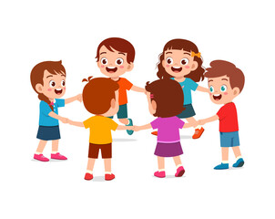 little kid holding hand and make circle formation together