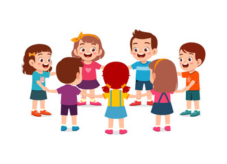 little kid holding hand and make circle formation together