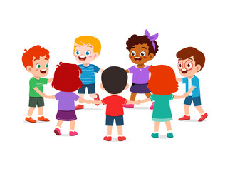 little kid holding hand and make circle formation together