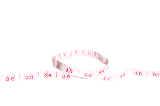 Unrolled measuring tape isolated on transparent background, png file