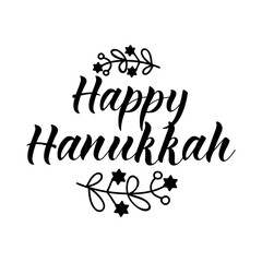 Happy Hanukkah card. Happy Hanukkah. Holidays lettering. Ink illustration.
