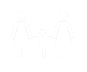 Lesbian family with child white symbol isolated on transparent background