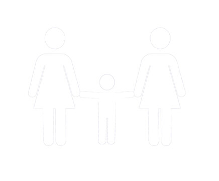 Lesbian family with child white symbol isolated on transparent background