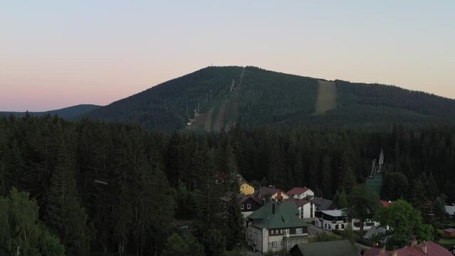 Night darkness lurking at Harrachov town Jablonec Czech Republic