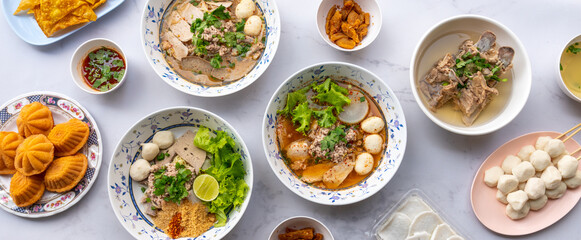 Thai Mixed Noodle Soups and desserts 