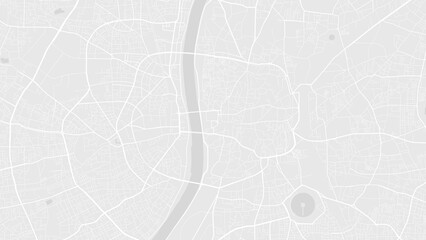 White and light grey Ahmedabad city area vector background map, roads and water illustration. Widescreen proportion, digital flat design.