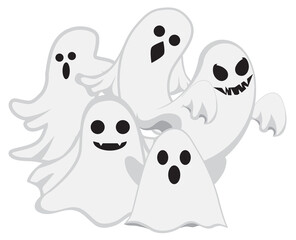 Obraz premium graphic design of gathered white cloth ghosts. can be used for products or content on Halloween.