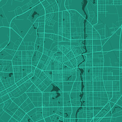 Green Vector map of Changchun, China. Urban city road map art poster illustration.