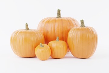 Organe Pumpkin In White Background 3D Rendering Mockup