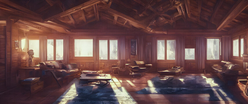 Artistic concept painting of a chalet house , background  illustration.