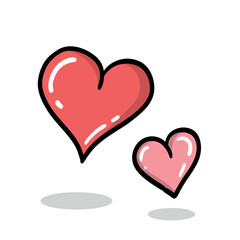 Hand drawn cute heart retro sketch. Isolated Doodle Hearts Vector Hand Drawn Illustration. Valentine's Day or Love Concept. Heart Sketch Design. Pink heart sticker can be used in all types of design.