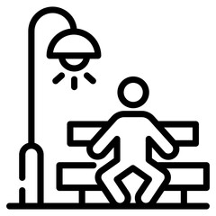 Man sitting in a park, line icon