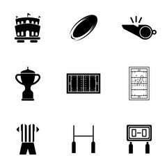 rugby set icon vector. stadiums, whistles, pitches, referees and more related to rugby