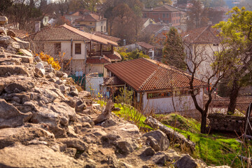 Cityscape of Plovdiv, Bulgaria and the ruins