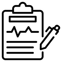 Writing a medical report, line icon