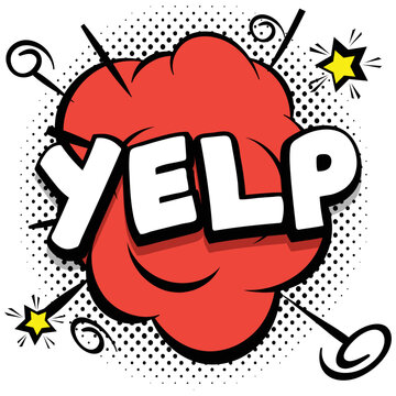 yelp Comic bright template with speech bubbles on colorful frames