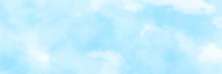 abstract watercolour painting blue sky overcast above the cloud in panorama view beautiful cloudscape for background