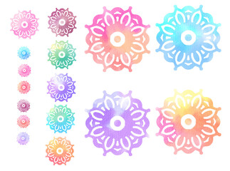 水彩の曼荼羅、エスニック模様のワンポイント