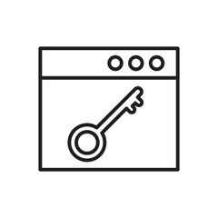 Browser window with key icon. Web security page vector. vector illustration.  