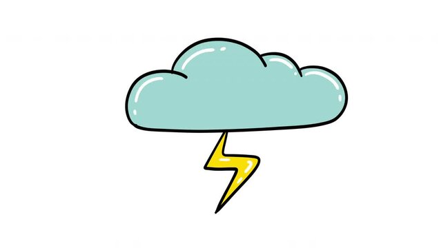 Winter Cloud animation. 4k Animated Forecast footage. Weather symbol of cloud and flash Isolated. Editable background. Sun with clouds. Rain and snow sign. Lighting storm. Isolated on Green and White.