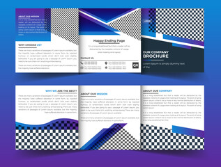 Modern corporate business square trifold brochure with creative shape template