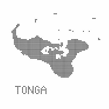 Tonga map with grunge texture in dot style. Abstract vector illustration of a country map with halftone effect for infographic.