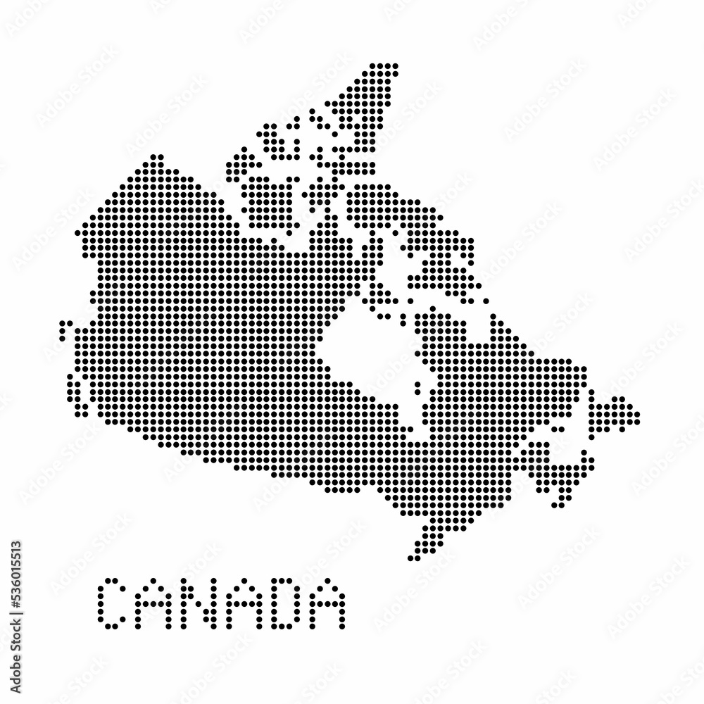 Wall mural canada map with grunge texture in dot style. abstract vector illustration of a country map with half