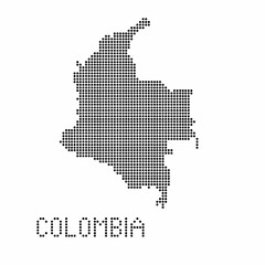Fototapeta na wymiar Colombia map with grunge texture in dot style. Abstract vector illustration of a country map with halftone effect for infographic.