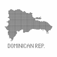 Fototapeta na wymiar Dominican Republic map with grunge texture in dot style. Abstract vector illustration of a country map with halftone effect for infographic.
