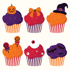 halloween cake pumpkins collection vector design element set spider weebs